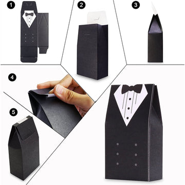 TD® Lot de 100 pcs Boîte à Dragées Mariage Cadeau Invités/ 50 pcs Marié noir + 50 pcs Mariée blanc, Chocolat bonbons